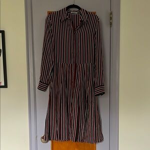 Equipment Striped Black and Red Dress